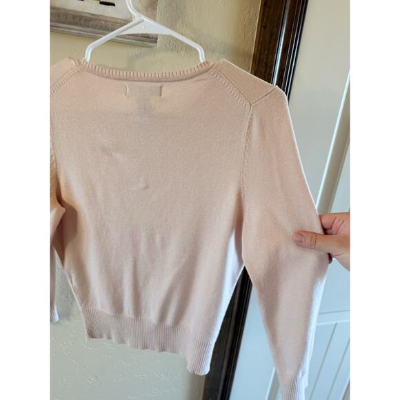 Vtg Dainty Express Silk Cashmere Sz Small Cardigan PinkSweater Rhinestone Button - Picture 6 of 11